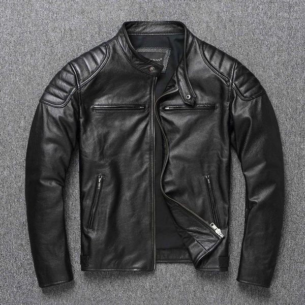 men's leather & faux 2022 layer 100% cowhide stand collar motorcycle clothes youth autumn and winter large size jacket, Black
men's leather & faux 2022 layer 100% cowhide stand collar motorcycle clothes youth autumn and winter large size jacket, Black