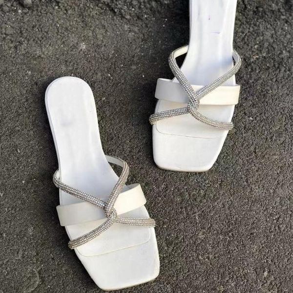women square toe crystal slippers woman casual cross flats 2021 summer ladies comfortable slides female beach shoes plus size, Black
women square toe crystal slippers woman casual cross flats 2021 summer ladies comfortable slides female beach shoes plus size, Black