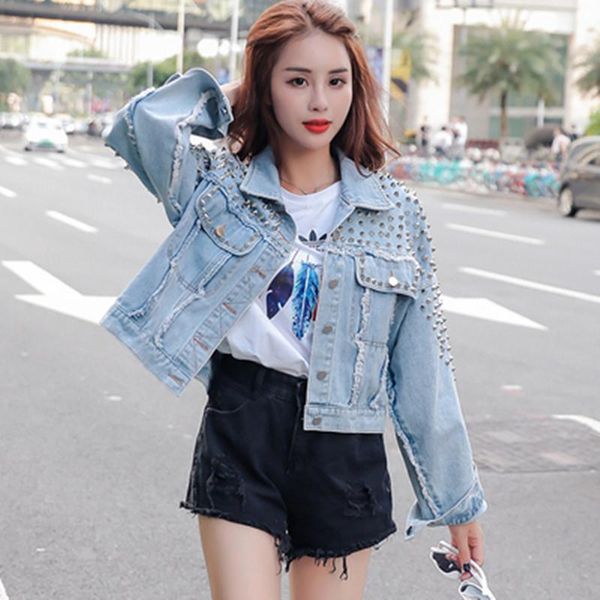 women's jackets arriva 2021 spring fashion bat sleeve heavy work rivet short washed denim jacket female girl autumn, Black;brown
women's jackets arriva 2021 spring fashion bat sleeve heavy work rivet short washed denim jacket female girl autumn, Black;brown