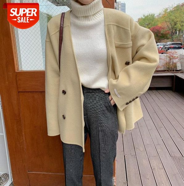 fried street short dusty yellow/black v-neck double button double-sided nylon woolen coat 453 #uz8q
fried street short dusty yellow/black v-neck double button double-sided nylon woolen coat 453 #uz8q