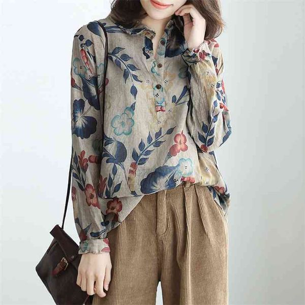 johnature vintage cotton linen shirts for women print floral button summer long sleeve loose blouses female 9 color shirts 210401, White
johnature vintage cotton linen shirts for women print floral button summer long sleeve loose blouses female 9 color shirts 210401, White