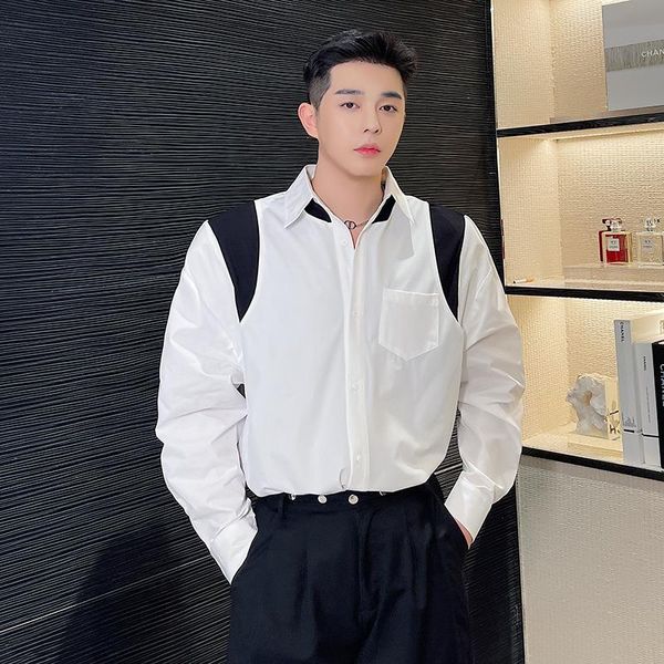men's dress shirts 2021 long-sleeved shirt male korean streetwear hip-hop loose solid party punk cardigan blusas tee, White;black
men's dress shirts 2021 long-sleeved shirt male korean streetwear hip-hop loose solid party punk cardigan blusas tee, White;black