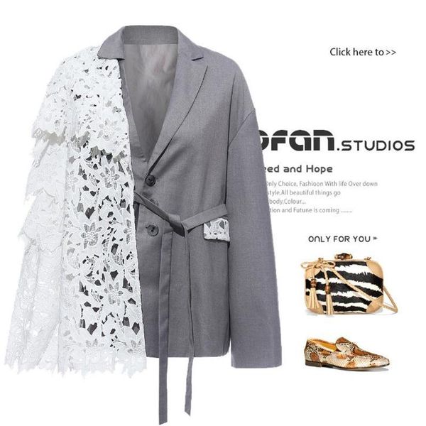 women's jackets maylofuer flower delicate perspective lace patchwork irregular suit coat women with belt, Black;brown
women's jackets maylofuer flower delicate perspective lace patchwork irregular suit coat women with belt, Black;brown