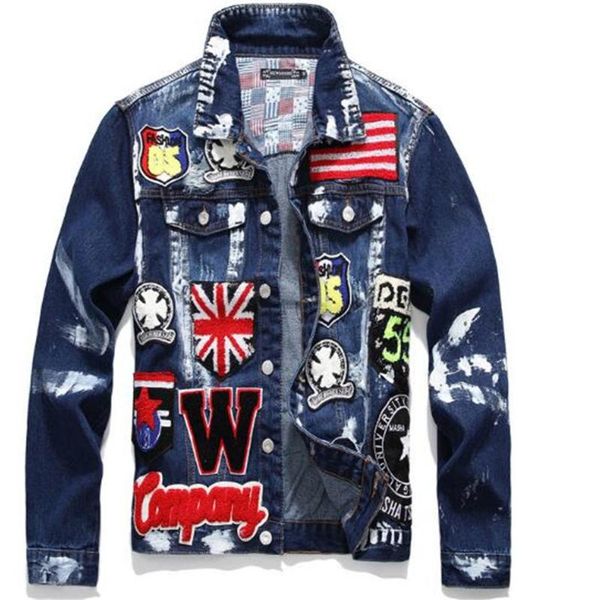 men's jackets unique mens painted badge denim washed fashion designer slim fit streetwear motorcycle biker epaulet jeans jacket coat, Black;brown
men's jackets unique mens painted badge denim washed fashion designer slim fit streetwear motorcycle biker epaulet jeans jacket coat, Black;brown