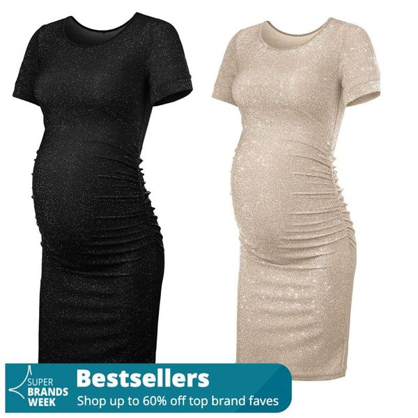 maternity dresses sequins poshoot summer dress baby shower side ruched pure color shiny short sleeve, White
maternity dresses sequins poshoot summer dress baby shower side ruched pure color shiny short sleeve, White
