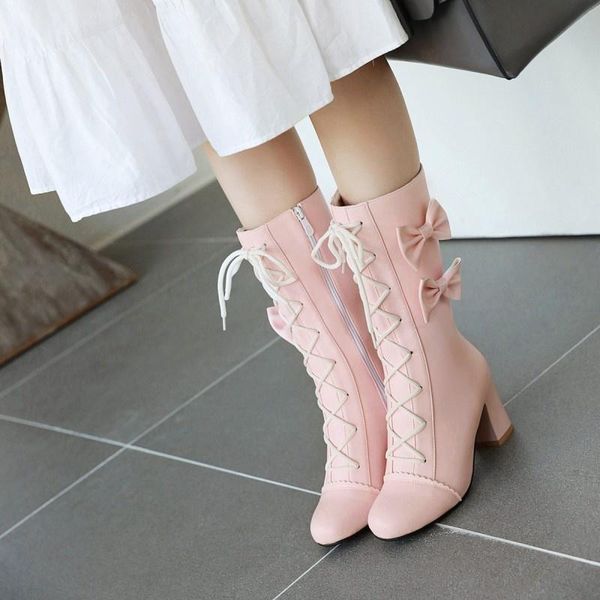 dress shoes autumn and winter 2021 korean thin boots women's pink bow thick heels high middle student 3897, Black
dress shoes autumn and winter 2021 korean thin boots women's pink bow thick heels high middle student 3897, Black