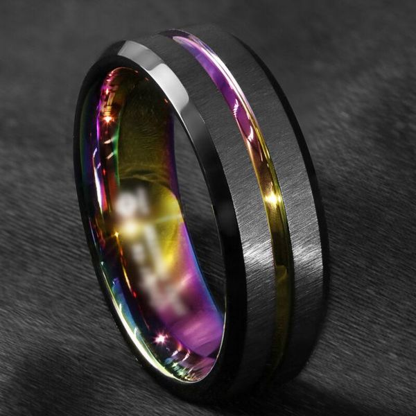 wedding rings 8mm men's black brushed tungsten carbide ring rainbow groove beveled edge engagement anniversary jewelry for men, Slivery;golden
wedding rings 8mm men's black brushed tungsten carbide ring rainbow groove beveled edge engagement anniversary jewelry for men, Slivery;golden