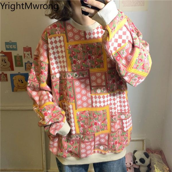 women's hoodies & sweatshirts plaid flower vintage aesthetic fashion print crewneck pullover oversized women fall korean folk chic cute, Black
women's hoodies & sweatshirts plaid flower vintage aesthetic fashion print crewneck pullover oversized women fall korean folk chic cute, Black