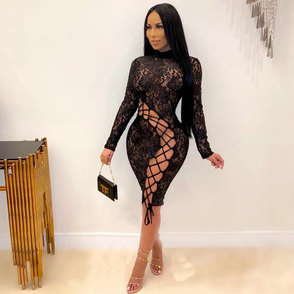 casual dresses bandage lace dress women party night clothes hollow out bodycon round neck club long sleeve 2021 summer, Black;gray
casual dresses bandage lace dress women party night clothes hollow out bodycon round neck club long sleeve 2021 summer, Black;gray