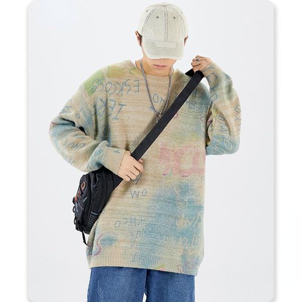 men's sweaters autumn sweater tie-dye printed fashion trendy brand loose round neck casual warm jacket pullover, White;black
men's sweaters autumn sweater tie-dye printed fashion trendy brand loose round neck casual warm jacket pullover, White;black