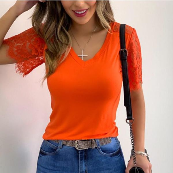 women's t-shirt fashion flower lace women casual short sleeve v-neck pure color summer tshirt lady tunic female blusas, White
women's t-shirt fashion flower lace women casual short sleeve v-neck pure color summer tshirt lady tunic female blusas, White