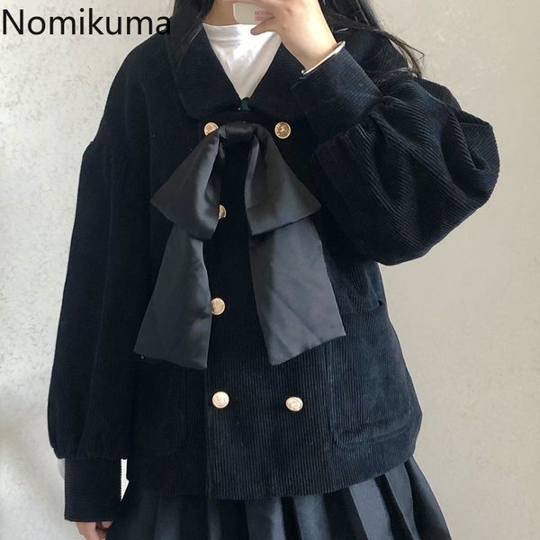 nomikuma black corduroy jackets women double breasted long sleeve bow knot casual all-match coats female ropa mujer 3d699 210514, Black;brown
nomikuma black corduroy jackets women double breasted long sleeve bow knot casual all-match coats female ropa mujer 3d699 210514, Black;brown