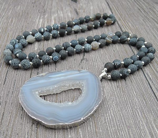 natural gray agat e slice pendants necklaces black/purple/magenta/green/blue weathered round beads knot handmade pendant, Silver
natural gray agat e slice pendants necklaces black/purple/magenta/green/blue weathered round beads knot handmade pendant, Silver