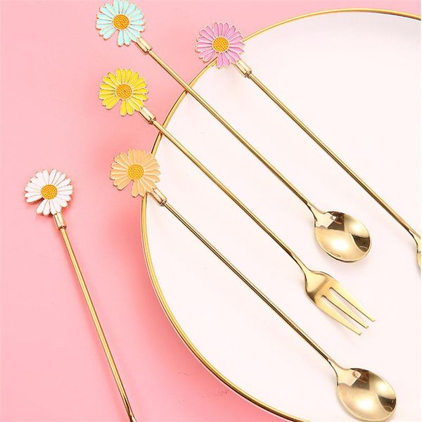 spoons japanese style stainless steel long handle mixing spoon cute sunflower daisy flower cartoon shape dessert fork golden tableware
spoons japanese style stainless steel long handle mixing spoon cute sunflower daisy flower cartoon shape dessert fork golden tableware