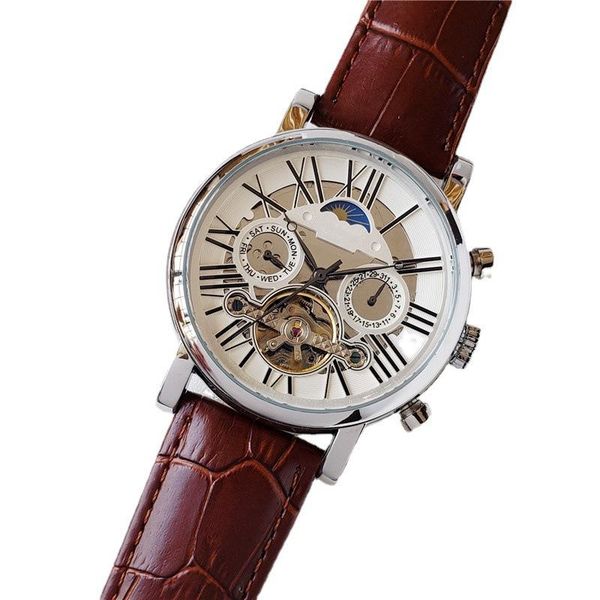 wristwatches tourbillon automatic mechanical wrist watch fashion trendy hollow out 44mm big dial men high quality, Slivery;brown
wristwatches tourbillon automatic mechanical wrist watch fashion trendy hollow out 44mm big dial men high quality, Slivery;brown