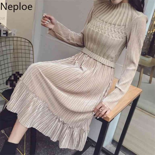 neploe stand collar high waist hip vestido solid patchwork fake two pcs knit long sleeve dress autumn spring pleat ropa 47997, Black;gray
neploe stand collar high waist hip vestido solid patchwork fake two pcs knit long sleeve dress autumn spring pleat ropa 47997, Black;gray