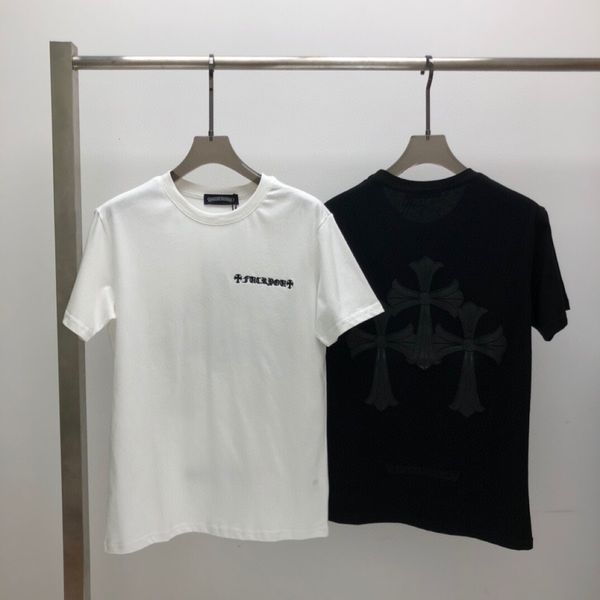t shirt ch cro short sleeve men's cotton cross sanskrit letter pasted leather brand, White;black
t shirt ch cro short sleeve men's cotton cross sanskrit letter pasted leather brand, White;black