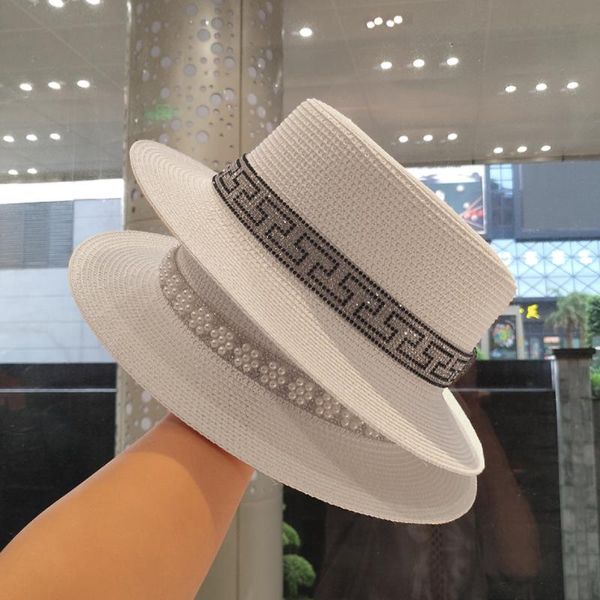 wide brim hats pearls women summer hat female elegant pearl straw sun visor for girls beach fashion cap ladies, Blue;gray
wide brim hats pearls women summer hat female elegant pearl straw sun visor for girls beach fashion cap ladies, Blue;gray