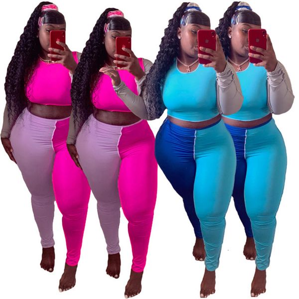 women's pants designers clothes casual patchwork color long sleeve o neck crop legging sets plus size women two piece outfits, White
women's pants designers clothes casual patchwork color long sleeve o neck crop legging sets plus size women two piece outfits, White