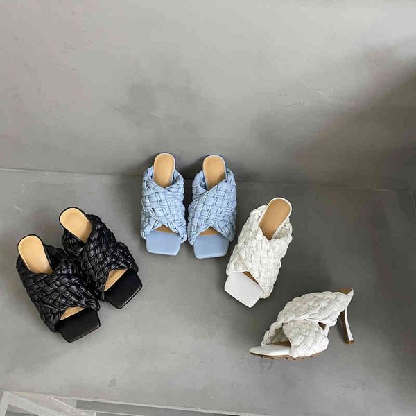 fashion women sandals slippers open toe woven pumps solid color mules slides slip on party sandals black blue white 210513
fashion women sandals slippers open toe woven pumps solid color mules slides slip on party sandals black blue white 210513
