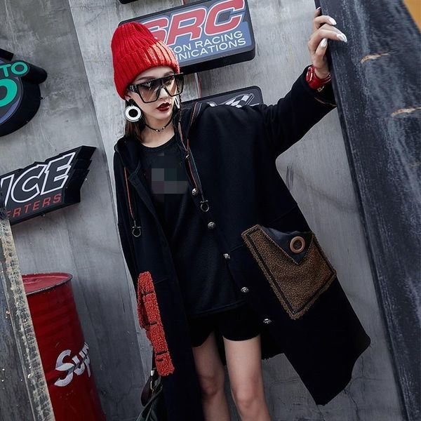 women's trench coats autumn warm thick wide-waisted hooded coat women fashion spliced printed single breasted long windbreaker with poc, Tan;black
women's trench coats autumn warm thick wide-waisted hooded coat women fashion spliced printed single breasted long windbreaker with poc, Tan;black