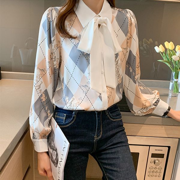 women's blouses & shirts spring female lingge bowknot tie casual long sleeved sweet animals printed tazw, White
women's blouses & shirts spring female lingge bowknot tie casual long sleeved sweet animals printed tazw, White