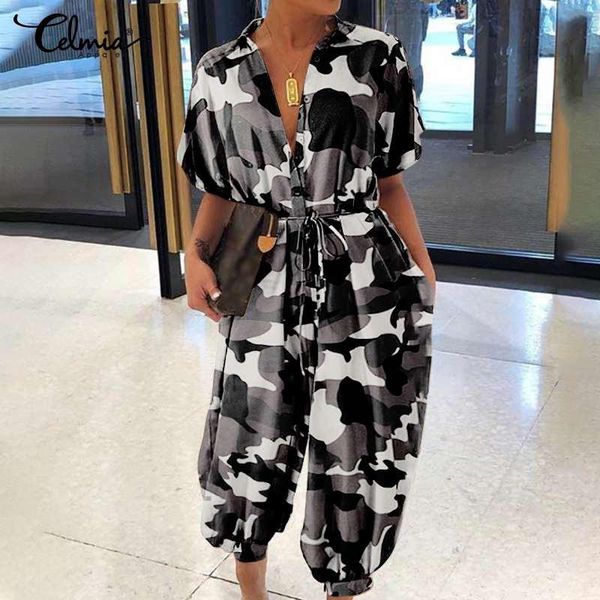 women's jumpsuits & rompers celmia summer short sleeve women vintage high waist cargo harem pants casual loose oversized s-5xl overalls, Black;white
women's jumpsuits & rompers celmia summer short sleeve women vintage high waist cargo harem pants casual loose oversized s-5xl overalls, Black;white