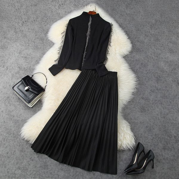 dress european and american women's wear winter style long-sleeved beaded fringed sweater pleated skirt fashion suits soqy, White
dress european and american women's wear winter style long-sleeved beaded fringed sweater pleated skirt fashion suits soqy, White