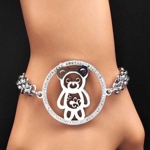 link, chain fashion bear crystal stainless steel charm bracelet women silver color bracelets bangles jewelry pulceras para mujer b18173s05, Black
link, chain fashion bear crystal stainless steel charm bracelet women silver color bracelets bangles jewelry pulceras para mujer b18173s05, Black