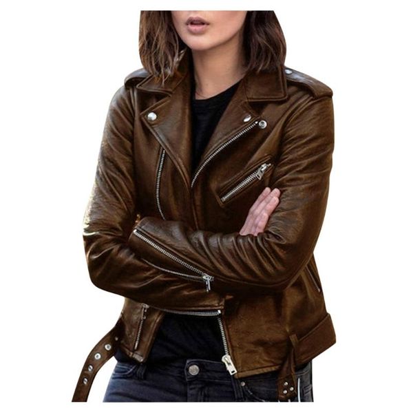 women's leather & faux jacket women autumn 2021 short korean version motorcycle clothing solid turn-down collar slim coat t174, Black
women's leather & faux jacket women autumn 2021 short korean version motorcycle clothing solid turn-down collar slim coat t174, Black