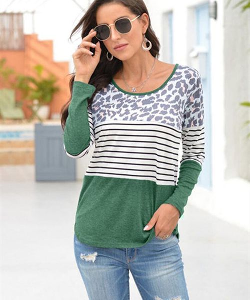 women's t-shirt patchwork fashion leopard striped tee women long sleeve o-neck autumn 2021 soft shirts clothes, White
women's t-shirt patchwork fashion leopard striped tee women long sleeve o-neck autumn 2021 soft shirts clothes, White