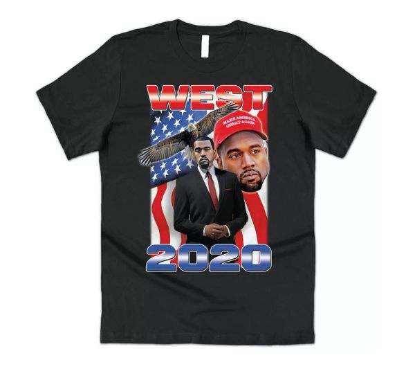 west 2020 kanye t-shirt tee funny usa election campaign vote for president retro, White;black
west 2020 kanye t-shirt tee funny usa election campaign vote for president retro, White;black