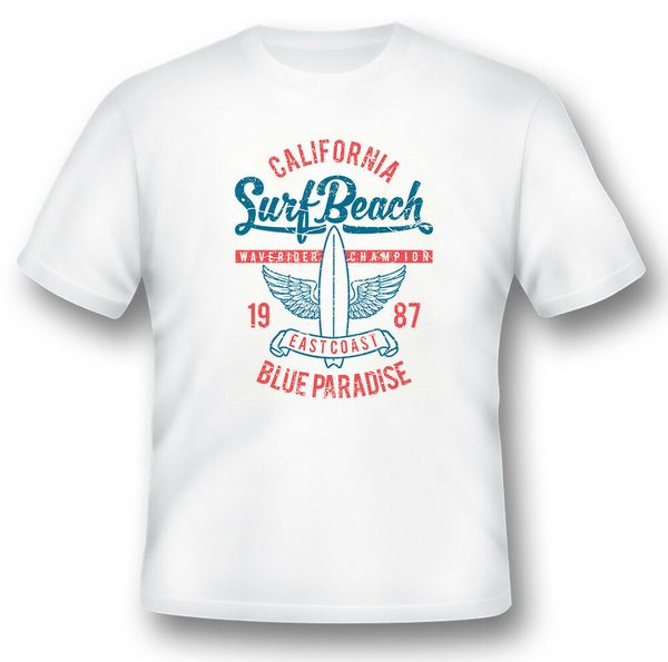 surf beach california blue paradise black or white tee shirt, White;black 
surf beach california blue paradise black or white tee shirt, White;black