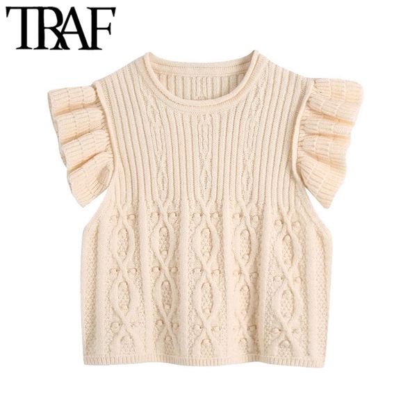 women fashion bobble appliques cropped knitted sweater vintage ruffled cap sleeves female pullovers chic 210507, White
women fashion bobble appliques cropped knitted sweater vintage ruffled cap sleeves female pullovers chic 210507, White