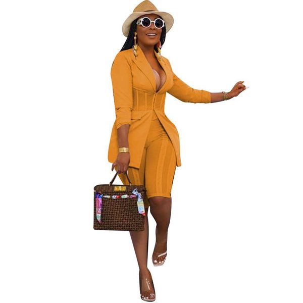 women's tracksuits autumn temperament office lady 2 piece short suits full sleeve notched skinny shorts set women fashionable workplace, Gray
women's tracksuits autumn temperament office lady 2 piece short suits full sleeve notched skinny shorts set women fashionable workplace, Gray