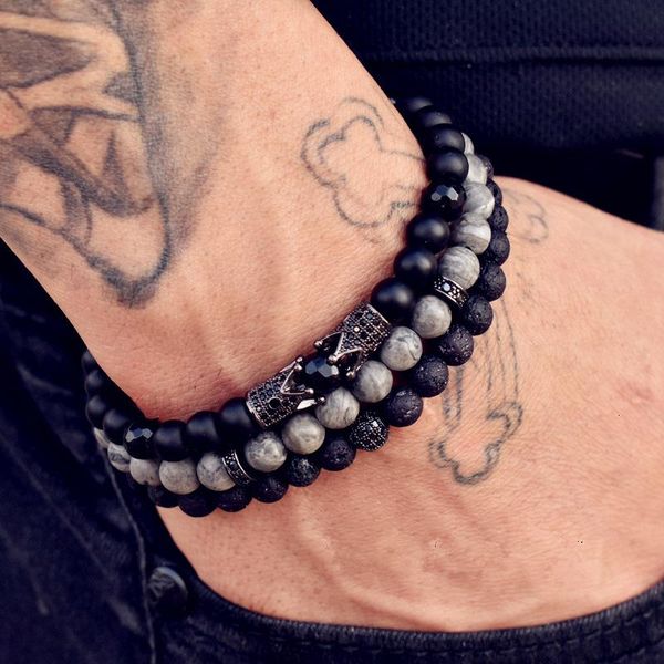 charm bracelets 2021 fashion crown men bracelet vintage style 8mm stone beads for jewelry gift, Golden;silver
charm bracelets 2021 fashion crown men bracelet vintage style 8mm stone beads for jewelry gift, Golden;silver