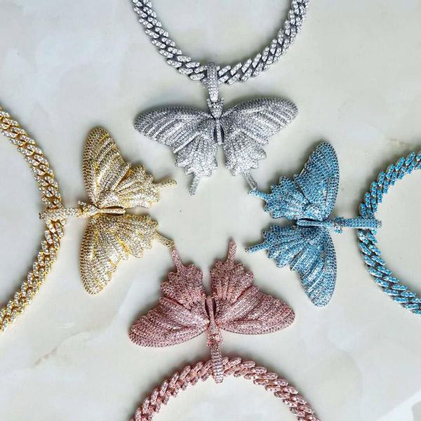 hip hop prong setting cubic zirconia bling out cuban link chain big butterflys pendants necklaces women charm jewelry pendant, Silver
hip hop prong setting cubic zirconia bling out cuban link chain big butterflys pendants necklaces women charm jewelry pendant, Silver