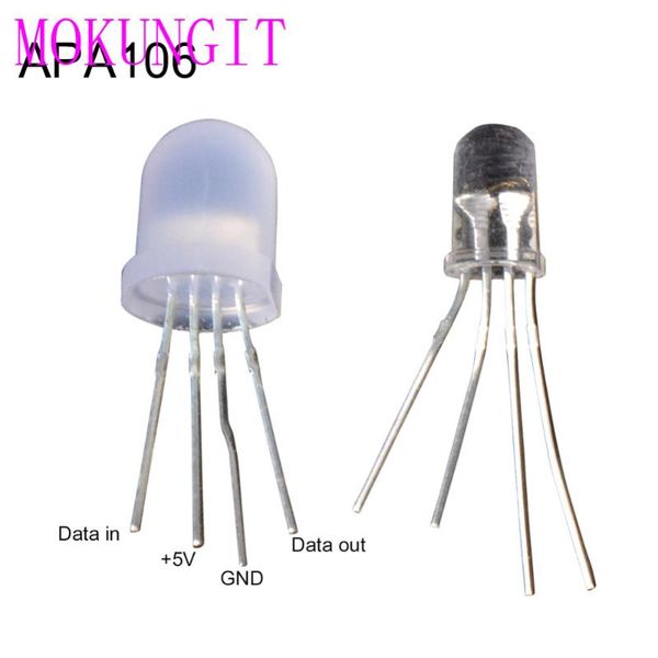 

10pcs-1000pcs dc5v apa106 f5 5mm f8 8mm round rgb led chipset inside full color frosted chips strips