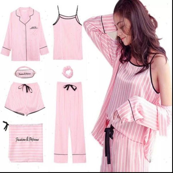 7 pieces sets pajamas womens sleepwears set elegant pyjamas striped silk satin nightdress trousers shorts bathrobe nightgown, Black;red
7 pieces sets pajamas womens sleepwears set elegant pyjamas striped silk satin nightdress trousers shorts bathrobe nightgown, Black;red