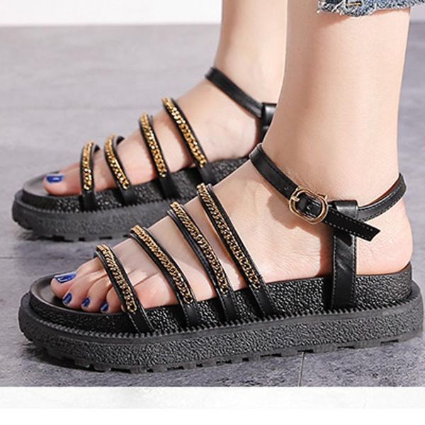 summer holiday vacation woman sandals metal chain platform sole roman shoes fashion casual sandal, Black
summer holiday vacation woman sandals metal chain platform sole roman shoes fashion casual sandal, Black