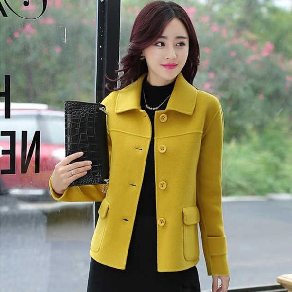 women's wool & blends blended woolen coat fashion spring autumn jacket short single-breasted yellow female outwear mother dress, Black
women's wool & blends blended woolen coat fashion spring autumn jacket short single-breasted yellow female outwear mother dress, Black