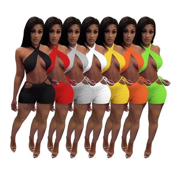 two piece set summer sweat womenpant suits halter crop bandage hollow biker shorts night club outfits matching sets, White
two piece set summer sweat womenpant suits halter crop bandage hollow biker shorts night club outfits matching sets, White
