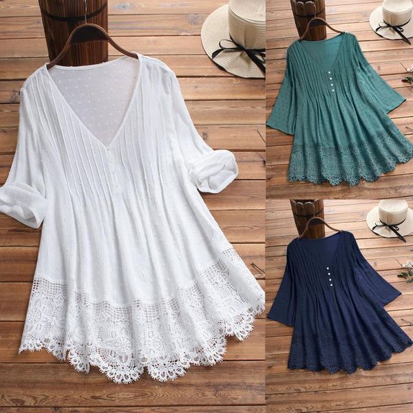 women's blouses & shirts women fashion vintage lace hollow out v-neck plus size short sleeve female asymmetrical blusa tunic, White
women's blouses & shirts women fashion vintage lace hollow out v-neck plus size short sleeve female asymmetrical blusa tunic, White
