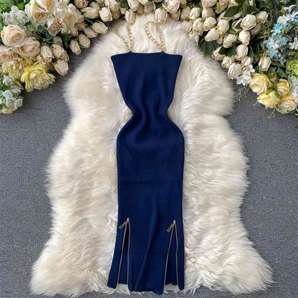 summer women's dress european style chain sling knitted solid color self-cultivation one step hip es gx075 210507, Black;gray
summer women's dress european style chain sling knitted solid color self-cultivation one step hip es gx075 210507, Black;gray