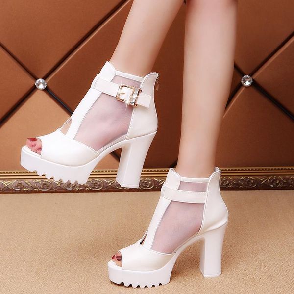 sandals women's shoes fish mouth high - heeled mesh coarse summer hollow cool boots women affw, Black
sandals women's shoes fish mouth high - heeled mesh coarse summer hollow cool boots women affw, Black
