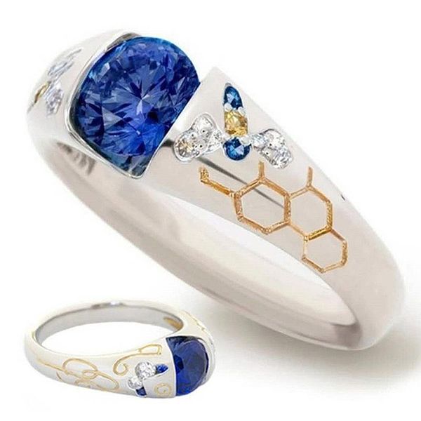 cluster rings fashion two-tone bee ring honeycomb creative modeling birthday party gifts jewelry simple blue white zircon for women, Golden;silver
cluster rings fashion two-tone bee ring honeycomb creative modeling birthday party gifts jewelry simple blue white zircon for women, Golden;silver