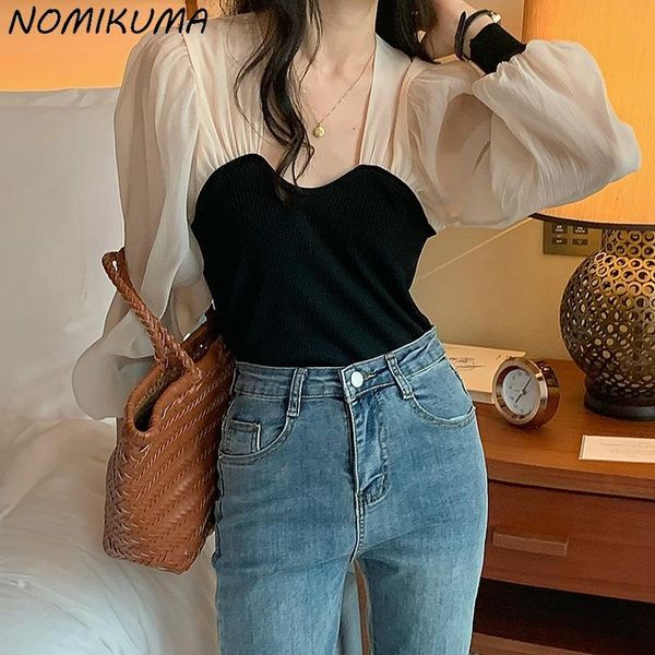women's blouses & shirts nomikuma womens mesh patchwork puff sleeve square collar blouse shirt 2021 autumn korean slim blusas mujer de, White
women's blouses & shirts nomikuma womens mesh patchwork puff sleeve square collar blouse shirt 2021 autumn korean slim blusas mujer de, White