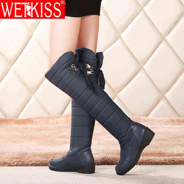 wetkiss down over the knee snow boots lace up platform wedges women boots female warm winter boots thick fur longboots big size 210630, Black
wetkiss down over the knee snow boots lace up platform wedges women boots female warm winter boots thick fur longboots big size 210630, Black