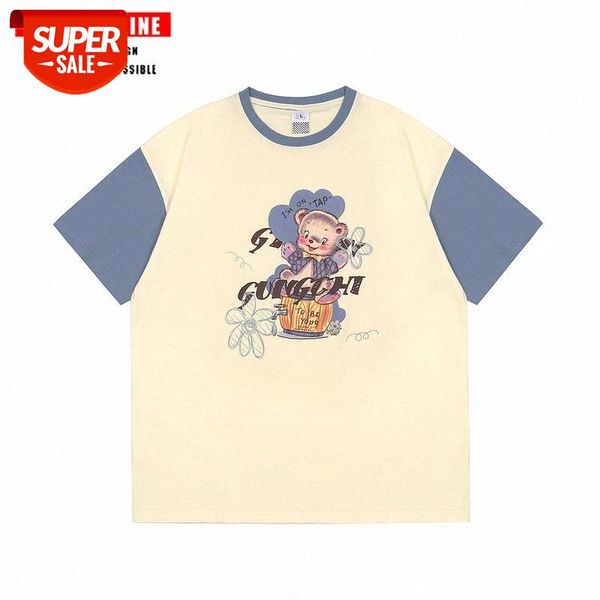 t shirt ins short-sleeved men's and women's tide brand wild couple summer dress trend harajuku style cartoon color matching #1020, White;black
t shirt ins short-sleeved men's and women's tide brand wild couple summer dress trend harajuku style cartoon color matching #1020, White;black