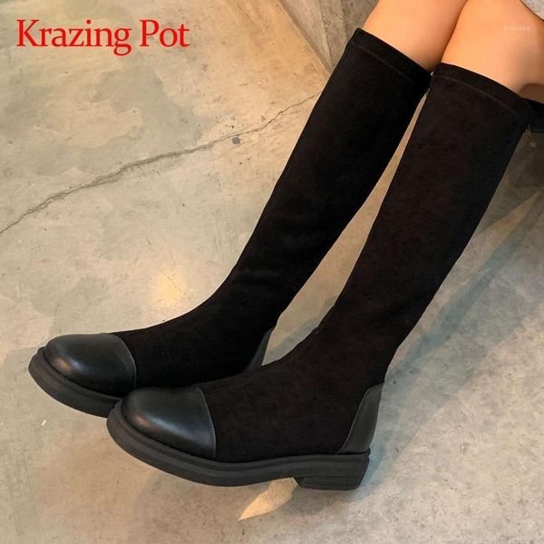 boots krazing pot genuine leather patchwork round toe med heel riding young lady streetwear knee-high l231, Black
boots krazing pot genuine leather patchwork round toe med heel riding young lady streetwear knee-high l231, Black